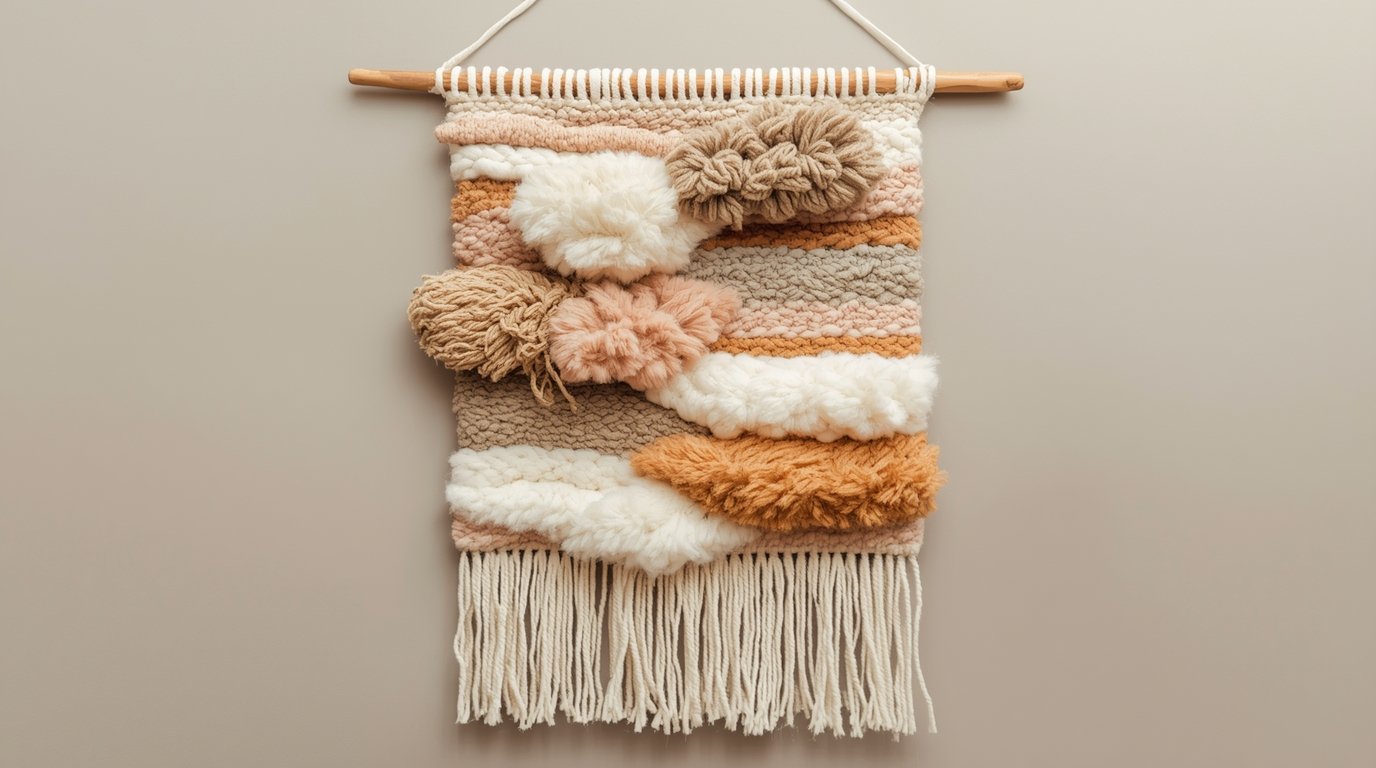 Hand-dyed and woven textile wall hanging